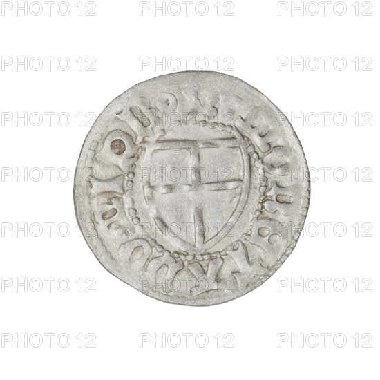 Teutonic szelag, Henryk Reffle von Richtenberg (Grand Master; 1470–1477). Obverse: Teutonic shield
