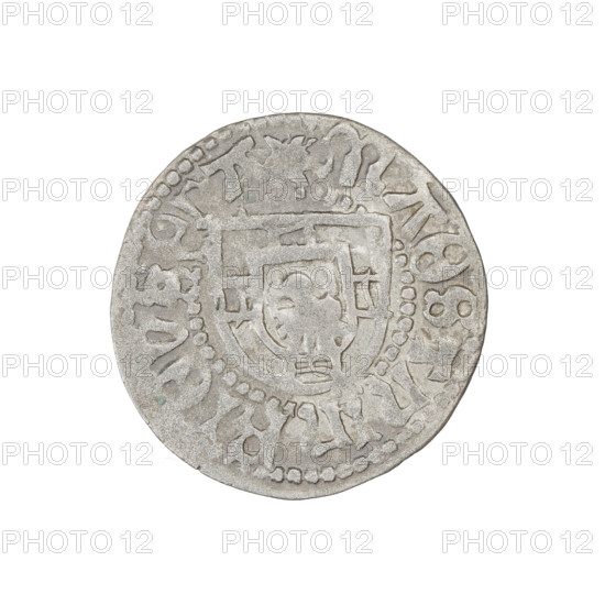 Teutonic szelag, Henryk Reffle von Richtenberg (Grand Master; 1470–1477). Obverse: Teutonic