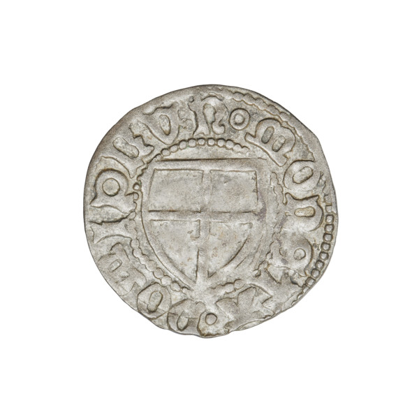 Teutonic szelag, Henryk Reffle von Richtenberg (Grand Master; 1470–1477). Obverse: Teutonic