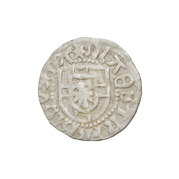 Teutonic szelag, Henryk Reffle von Richtenberg (Grand Master; 1470–1477). Teutonic shield of the