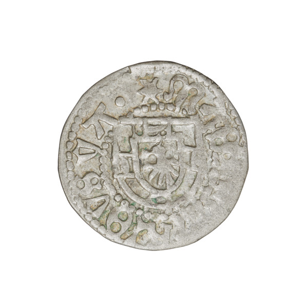 Teutonic szelag, Henryk Reffle von Richtenberg (Grand Master; 1470–1477). Obverse: Teutonic