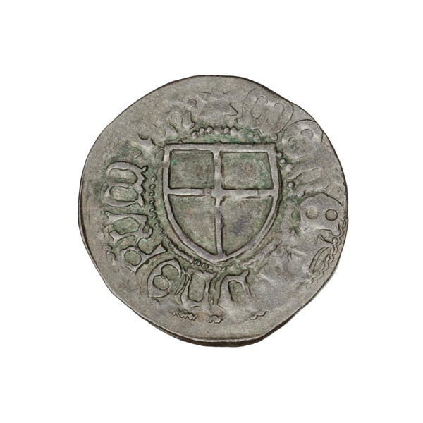 Teutonic szelag, Henryk Reffle von Richtenberg (Grand Master; 1470–1477). Obverse: Monastic shield