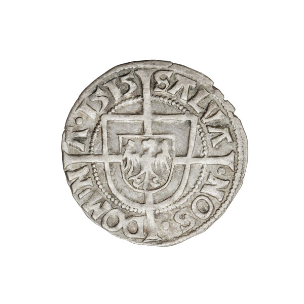 Teutonic groschen, Albrecht Hohenzollern (prince in Prussia; Grand Master; 1490–1568). Obverse: