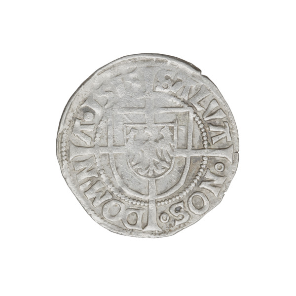 Teutonic groschen, Albrecht Hohenzollern (prince in Prussia; Grand Master; 1490–1568). Obverse: