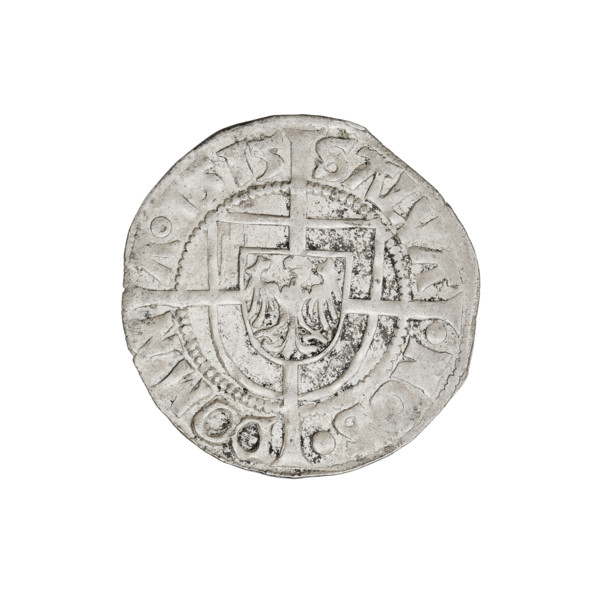 Teutonic groschen, Albrecht Hohenzollern (prince in Prussia; Grand Master; 1490–1568). Obverse: