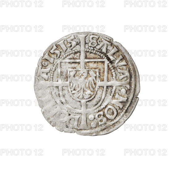 Teutonic groschen, Albrecht Hohenzollern (prince in Prussia; Grand Master; 1490–1568). Obverse: