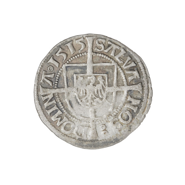 Teutonic groschen, Albrecht Hohenzollern (prince in Prussia; Grand Master; 1490–1568). Obverse: