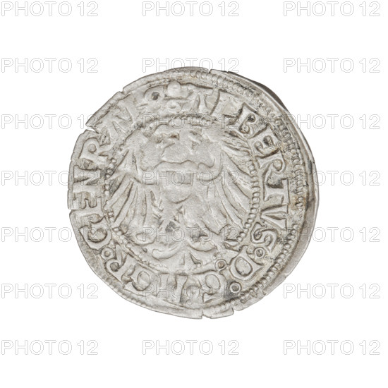 Teutonic groschen, Albrecht Hohenzollern (prince in Prussia; Grand Master; 1490–1568). Obverse:
