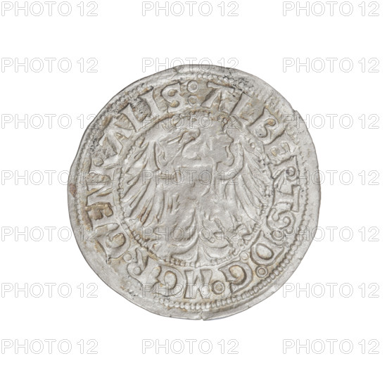 Teutonic groschen, Albrecht Hohenzollern (prince in Prussia; Grand Master; 1490–1568). Obverse: