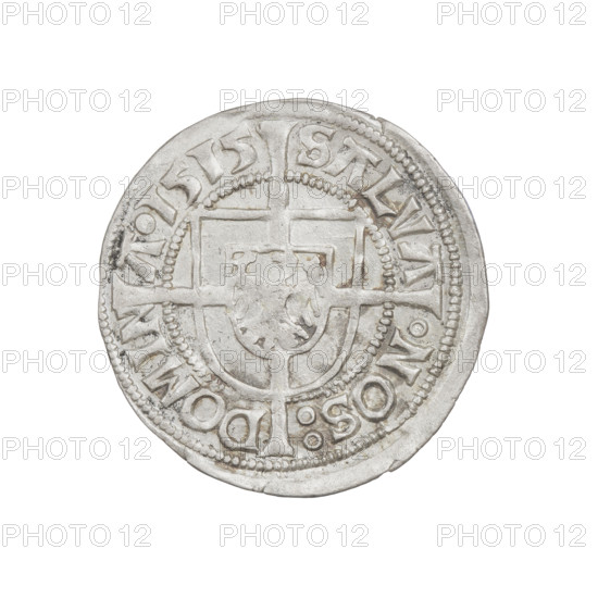 Teutonic groschen, Albrecht Hohenzollern (prince in Prussia; Grand Master; 1490–1568). Obverse: