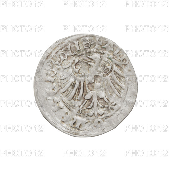 Teutonic groschen, Albrecht Hohenzollern (prince in Prussia; Grand Master; 1490–1568). Obverse:
