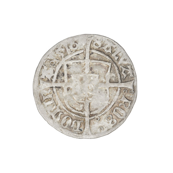 Teutonic groschen, Albrecht Hohenzollern (prince in Prussia; Grand Master; 1490–1568). Obverse:
