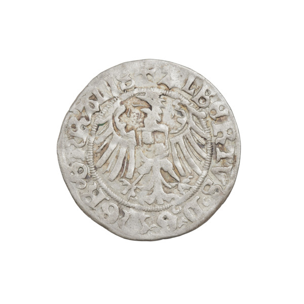 Teutonic groschen, Albrecht Hohenzollern (prince in Prussia; Grand Master; 1490–1568). Obverse: