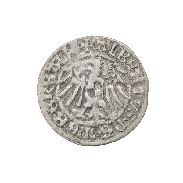 Teutonic groschen, Albrecht Hohenzollern (prince in Prussia; Grand Master; 1490–1568). Obverse: