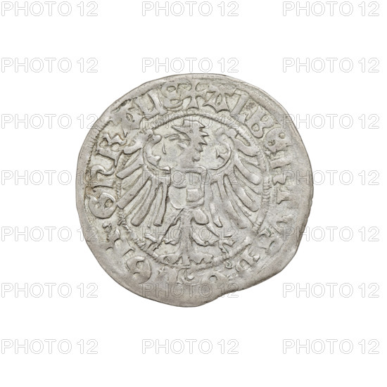 Teutonic groschen, Albrecht Hohenzollern (prince in Prussia; Grand Master; 1490–1568). Obverse: