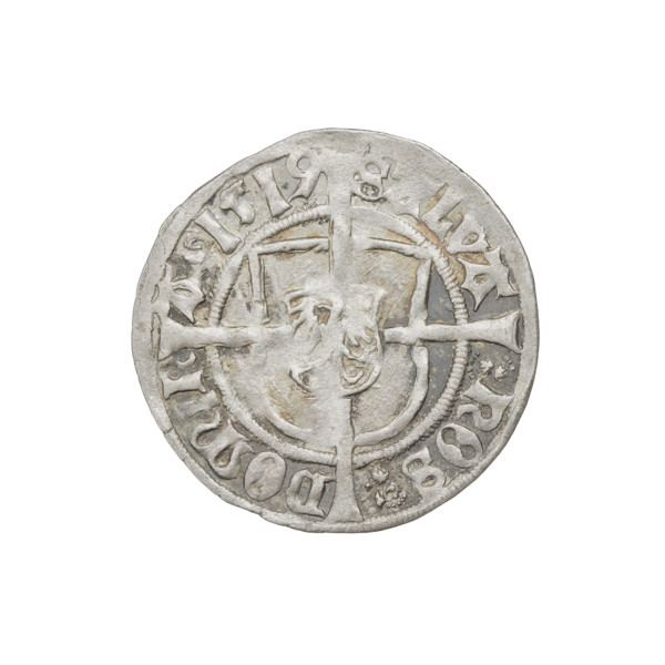 Teutonic groschen, Albrecht Hohenzollern (prince in Prussia; Grand Master; 1490–1568). Obverse: