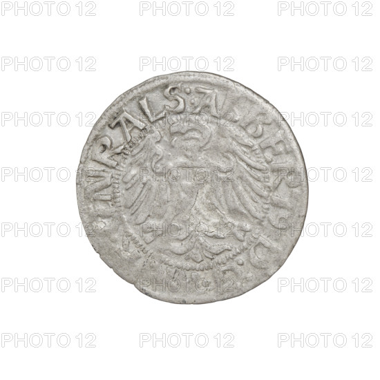Teutonic groschen, Albrecht Hohenzollern (prince in Prussia; Grand Master; 1490–1568). Obverse: