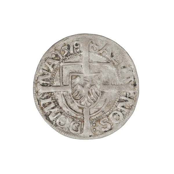 Teutonic groschen, Albrecht Hohenzollern (prince in Prussia; Grand Master; 1490–1568). Obverse:
