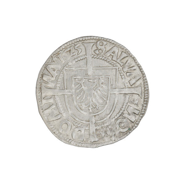 Teutonic groschen, Albrecht Hohenzollern (prince in Prussia; Grand Master; 1490–1568); publishers: