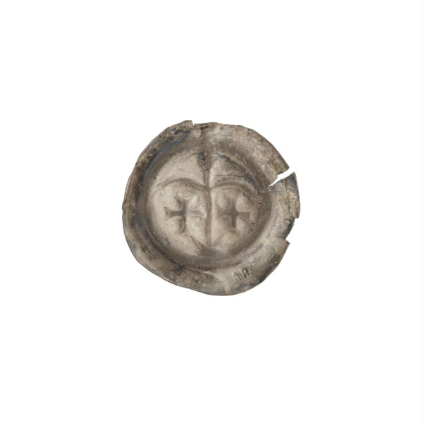 Denarius (bracteate) — one-sided coin; obverse: column with two arches supported by a crescent