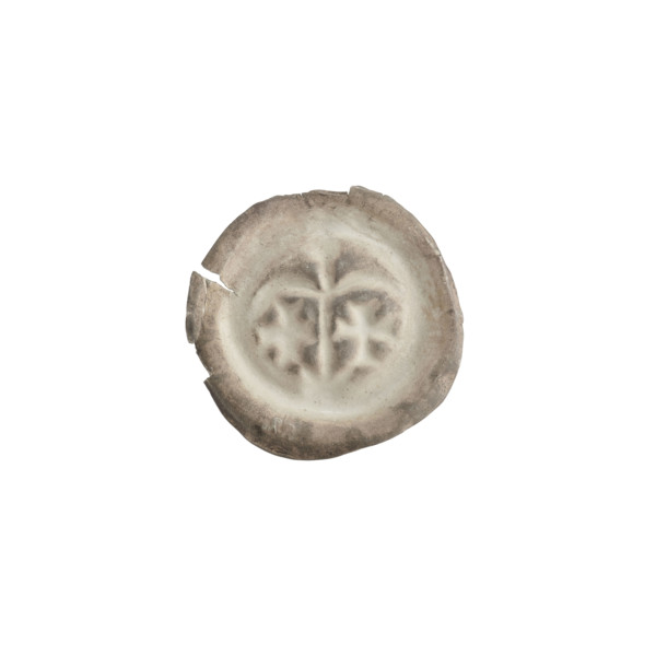 Denarius - bracteate; arcades; AR marks; crosses; columns; column on a crescent; one-sided coin;