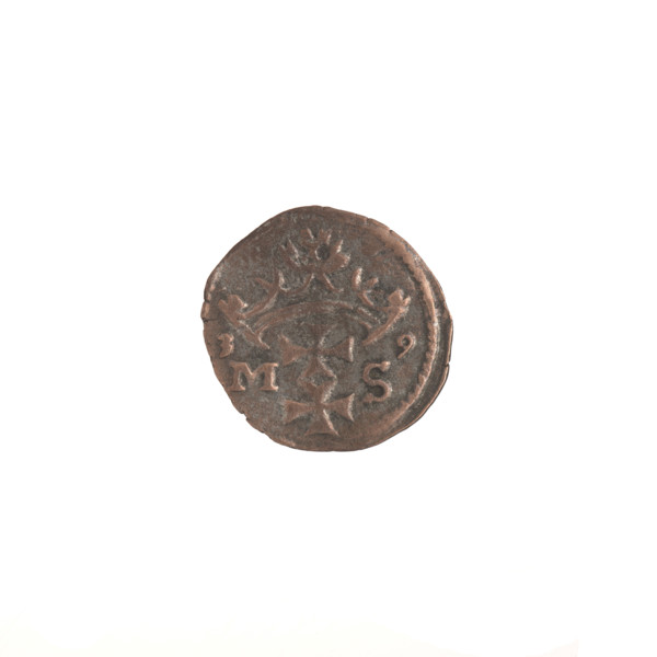 Gdansk denarius, Sigismund I the Old (King of Poland; 1506–1548). Polish silver coin (denarius).