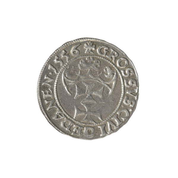 Gdansk grosz, Sigismund II Augustus (King of Poland; 1544–1572), Jagiellon dynasty, Polish coin.
