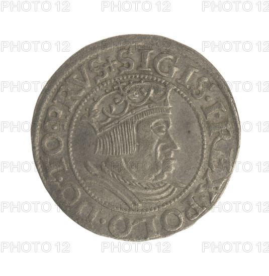 Gdansk grosz, Sigismund I the Old (King of Poland; 1506–1548). Polish coin (Jagiellon dynasty).