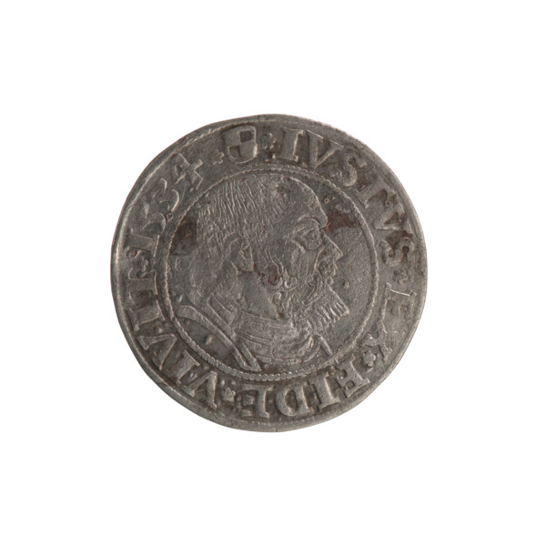 Albrecht Hohenzollern (Prince of Prussia; 1490–1568) — coin, 1534. Obverse: Prussian eagle; on its