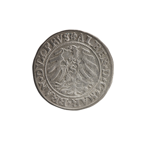 Obverse: Aw. Prussian Eagle, on its breast a crowned letter S. Along the rim, between the pearly