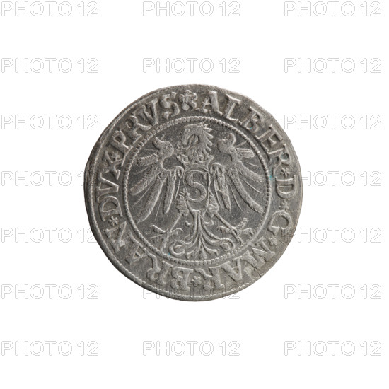 Albrecht Hohenzollern (Prince of Prussia; 1490–1568) — coin, 1534. Obverse: Prussian eagle, on its
