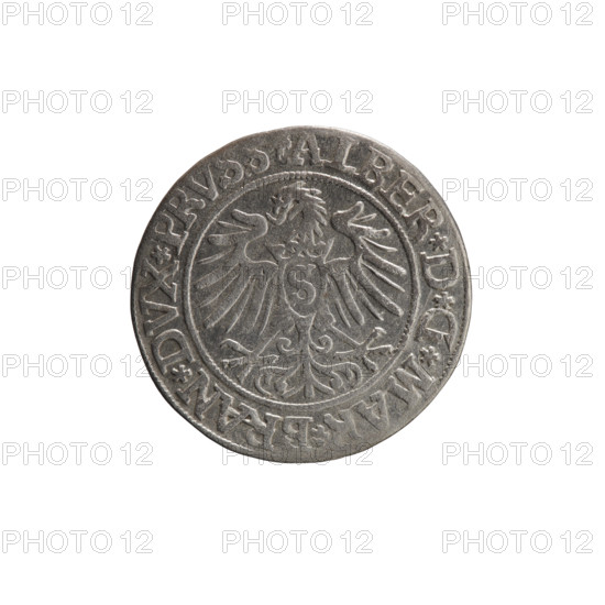 Decius, Jost Ludwik (fl. 1528–1535). Coin, 1535. Obverse: Prussian eagle; on its chest a crowned