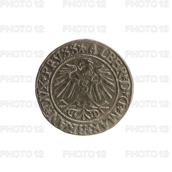 Obverse: Prussian eagle, on its chest a crowned letter S. On the rim between the pearl borders an