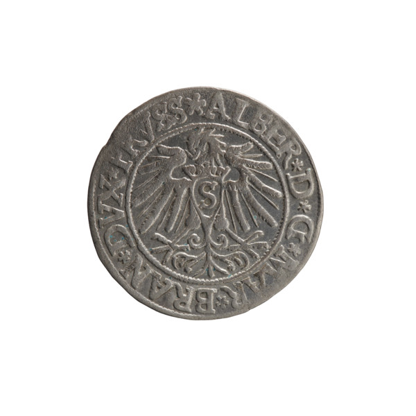 Obverse: Prussian eagle; on its chest a crowned letter S. On the rim between pearl borders an