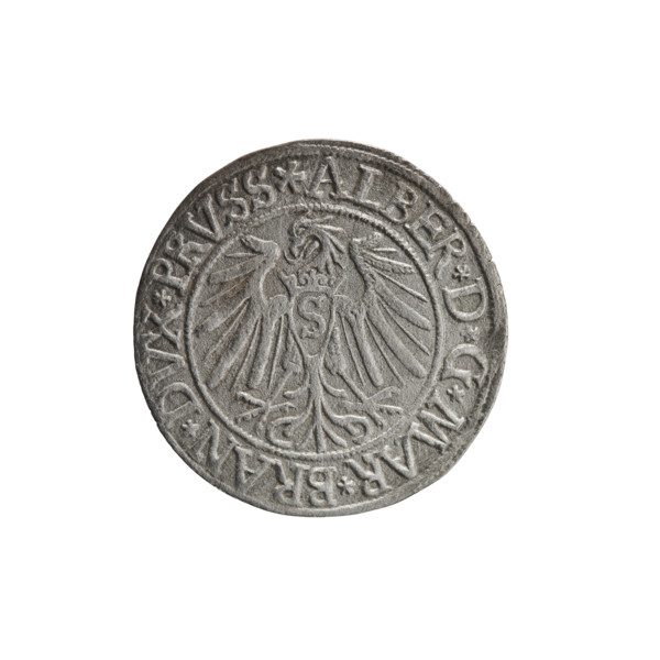 Obverse: Prussian eagle, on its chest a crowned letter S. On the rim between the pearl borders an