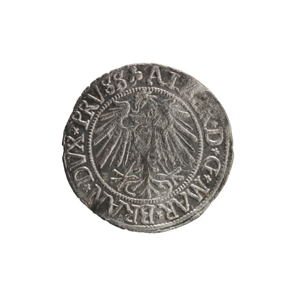 Schilling, Maciej, R0 (rarity), eagles, Hohenzollern (coat of arms), male busts in armor, Albrecht