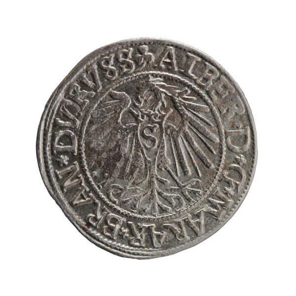 Heinrich Straub (Strawb) grosz, R0 (rarity). Obverse: Prussian eagle, on its chest the crowned