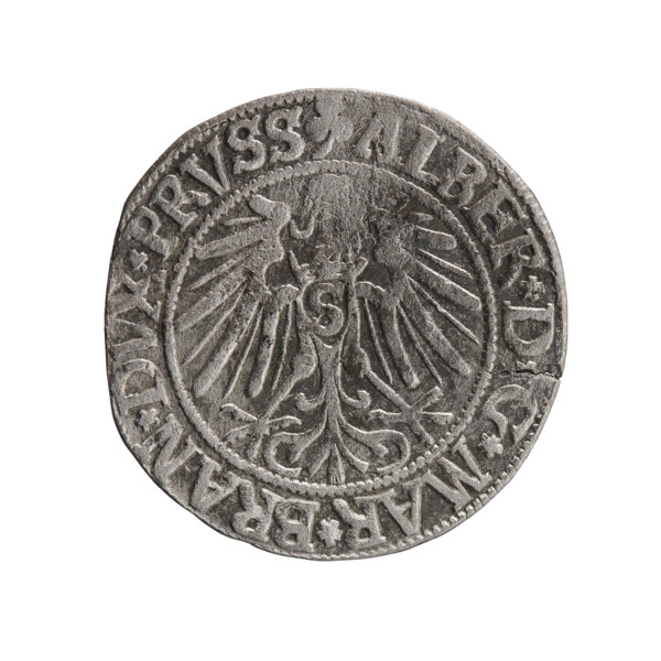 Albrecht Hohenzollern (Prince of Prussia; 1490–1568) — obverse: Prussian eagle with crowned letter