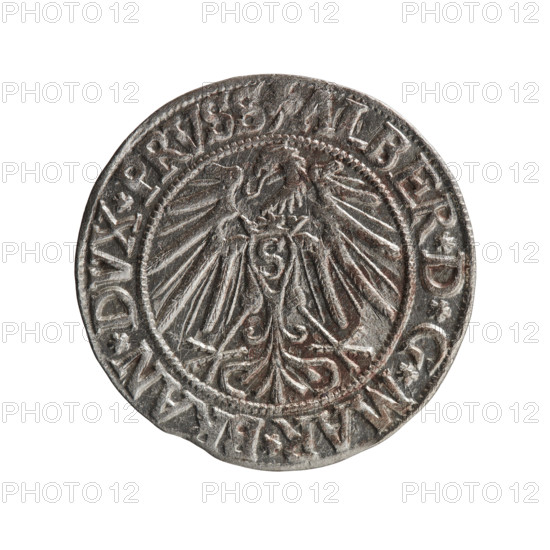 Albrecht Hohenzollern (Prince of Prussia; 1490–1568) — obverse: Prussian eagle with crowned letter