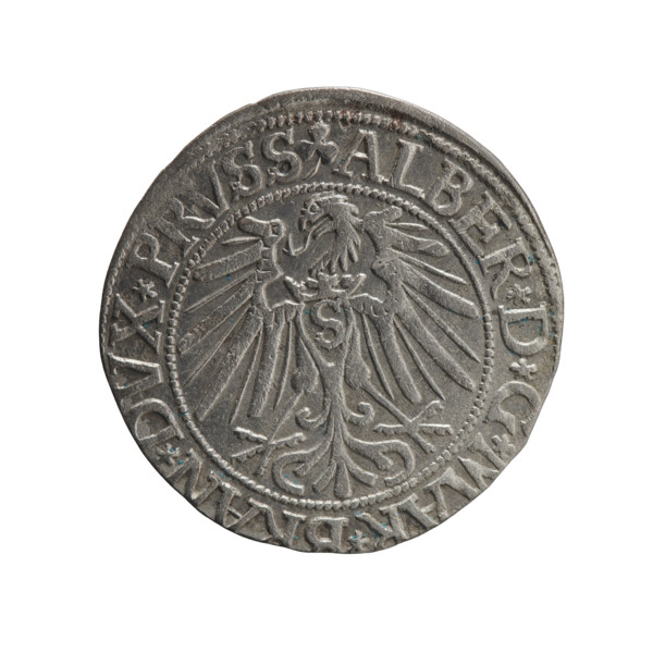 Albrecht Hohenzollern (Prince of Prussia; 1490–1568) — silver grosz (Schilling), R0 (rarity), 1543,