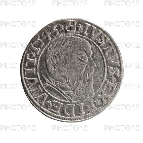 Albrecht Hohenzollern (Prince of Prussia; 1490–1568) — coin, 1543. Obverse: Prussian eagle, on its