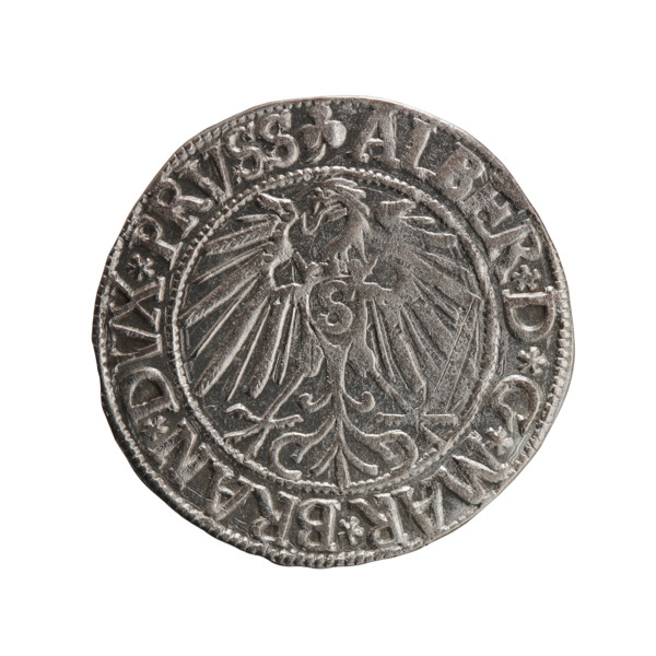 Albrecht Hohenzollern (Prince of Prussia; 1490–1568) — grosz (Schilling), R0 (rarity). Obverse: