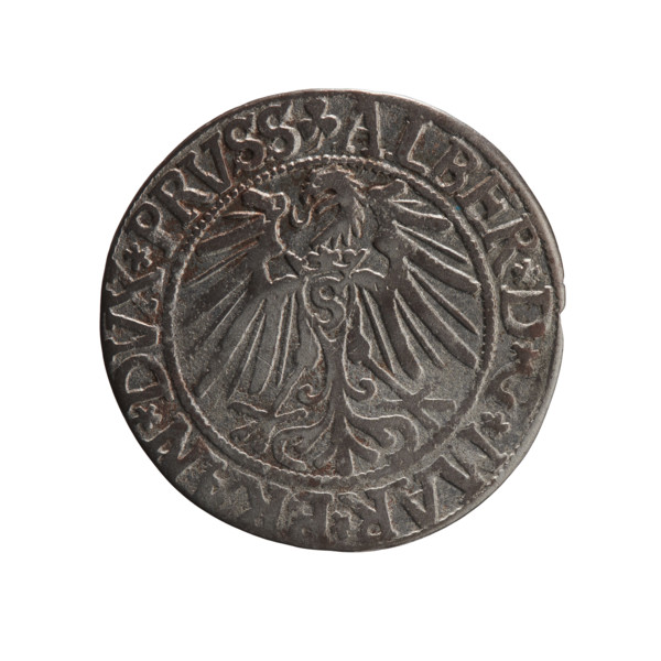 Albrecht Hohenzollern (Prince of Prussia; 1490–1568) — obverse: Prussian eagle with crowned letter