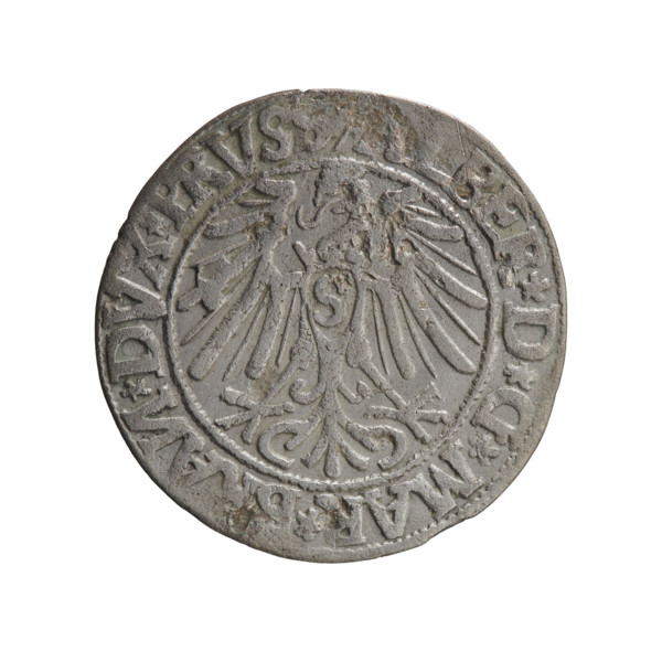 Albrecht Hohenzollern (Prince of Prussia; 1490–1568) — obverse: Prussian eagle with crowned letter
