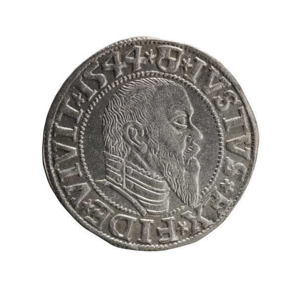Obverse: Prussian eagle with crowned letter S on its chest; rim inscription beginning with a