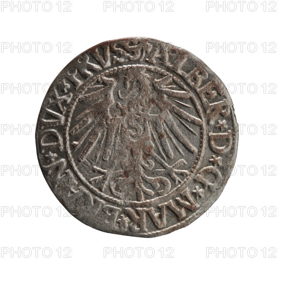 Schilling, Maciej, publisher; Decjusz, Jost Ludwik (fl. 1528–1535); grosz (coin), 1545. Obverse: