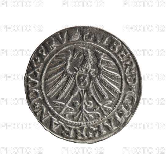 Albrecht Hohenzollern (Prince of Prussia; 1490–1568) — grosz, 1546. Obv.: Prussian eagle; on its
