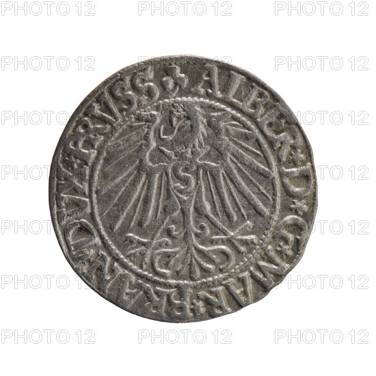 Albrecht Hohenzollern (Prince of Prussia; 1490–1568) — coin (1546). Obverse: Prussian eagle with