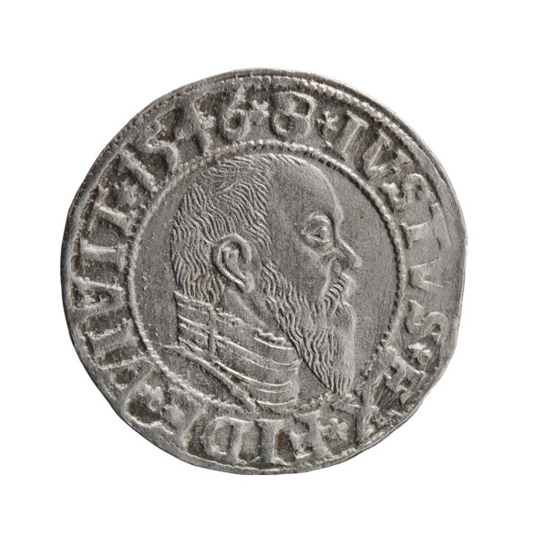 grosz, Schilling, Maciej, Albrecht Hohenzollern (Prince of Prussia; 1490–1568) — iconography: