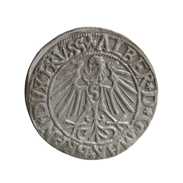 grosz, Schilling, Maciej, Albrecht Hohenzollern (Prince of Prussia; 1490–1568) - iconography,